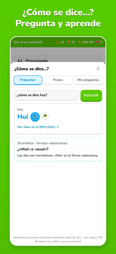 Captura de Diu sí al valencià: Buscador «¿Cómo se dice…?»